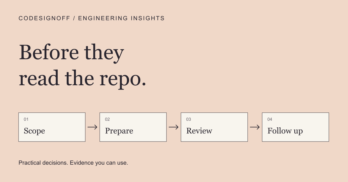 Scope → Prepare → Review → Follow up: An investor wants to review your code: what to prepare before access